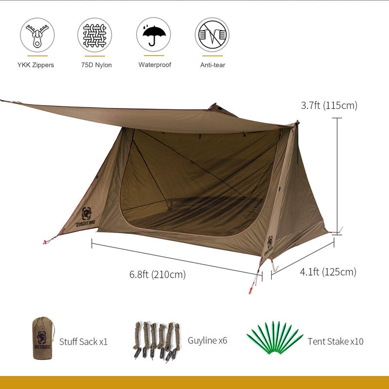 OneTigris Backwoods Bungalow Bushcraft Shelter 2.0, Ultralight Backpacking Tent with with Porch for Camping Hiking Backpacking Motorcycle Kayak Bushcrafters - Image 3